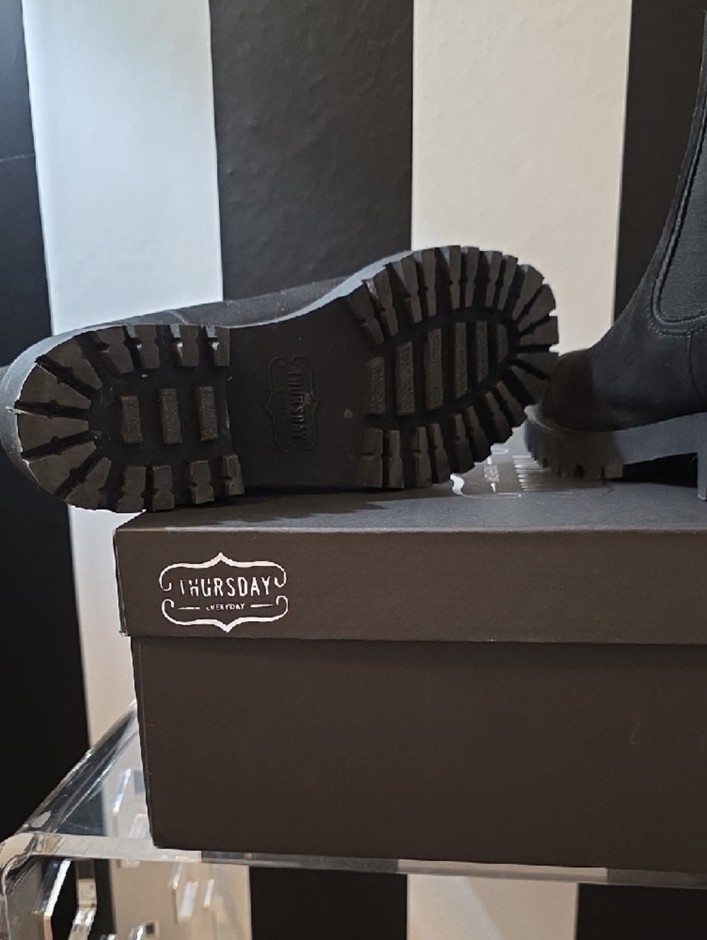 Thursday Boot Company Black Suede Chelsea Lug Boots - Picture 5 of 5